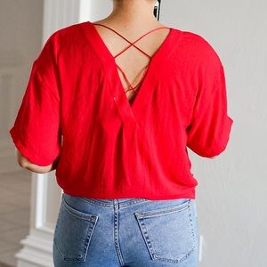 Red Top With Crisscross Back
